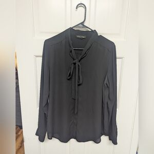 Banana Republic Black Tie-Neck Blouse